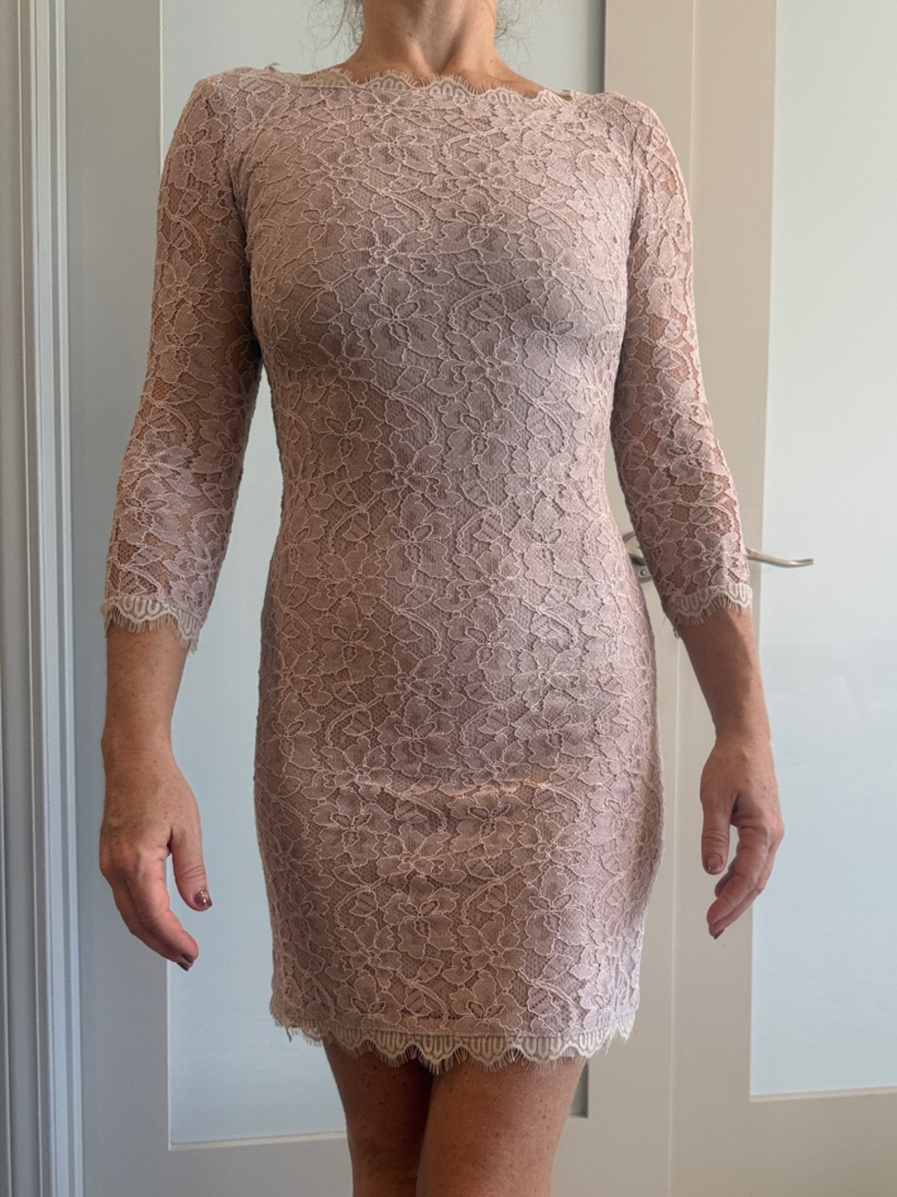 Diane Von Furstenberg Blush Lace Mini Dress